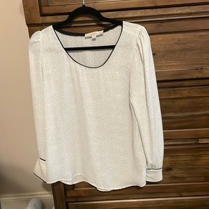 Loft White and Black Polka Dot Blouse